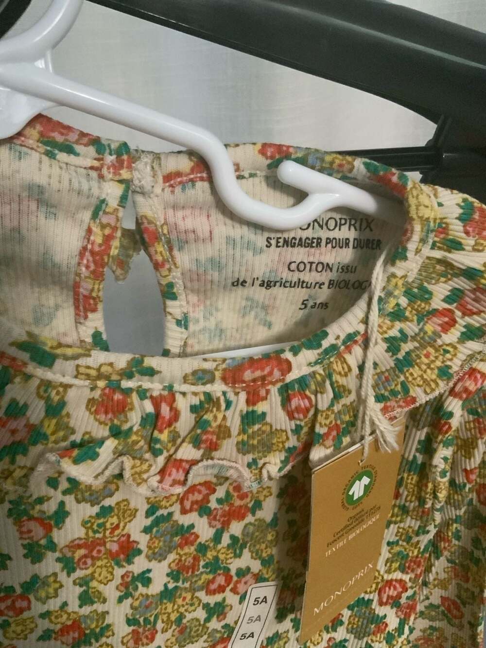 Monoprix Floral Ribbed Blouse Girls Size 5A